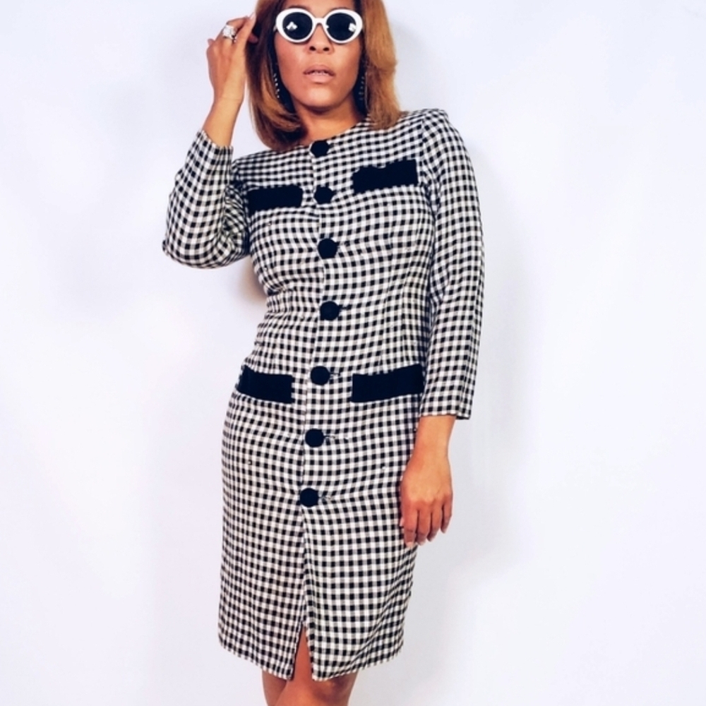 Embellished Plaid Dress